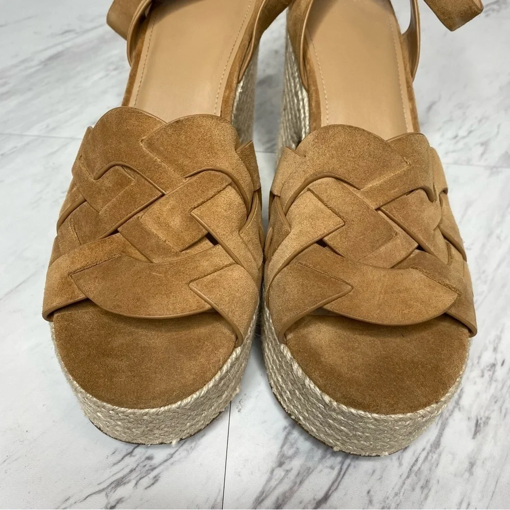 Marc Fisher Oleta Brown Suede Espadrille Platform Heeled Sandal 11M